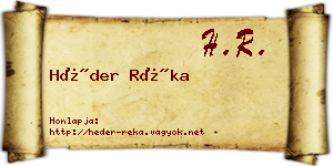 Héder Réka névjegykártya